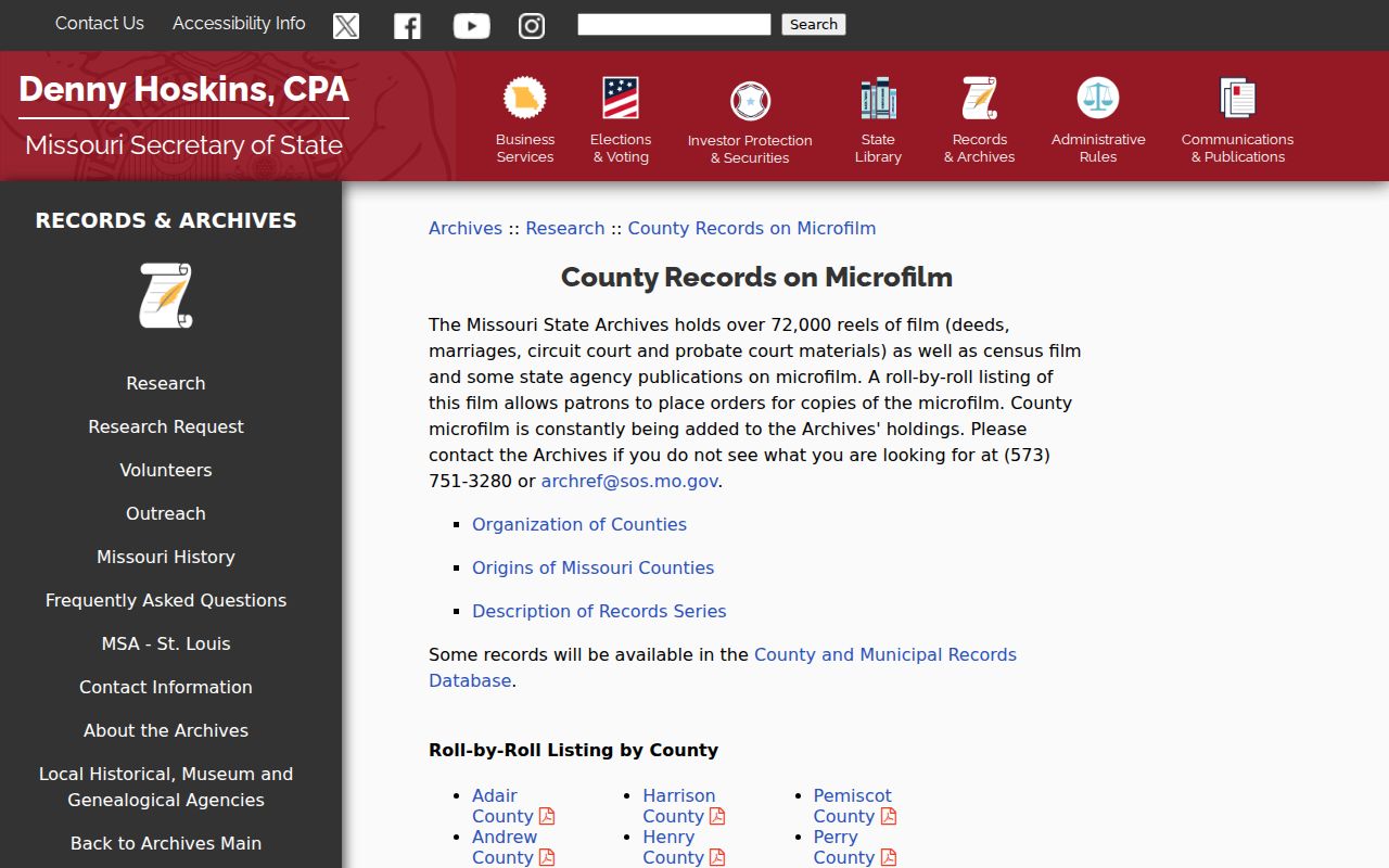 Worth County case search reference image for Missouri State Archives microfilm records