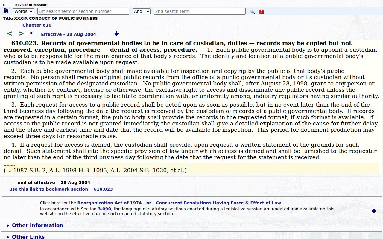 Worth County civil docket reference image for Missouri public records custodian rules