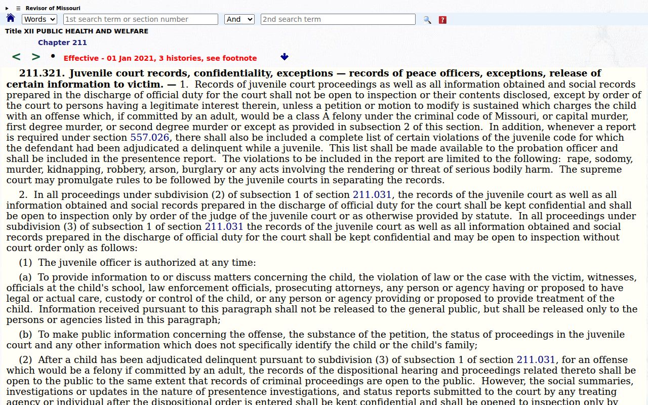 Worth County court records reference image for Missouri juvenile record confidentiality