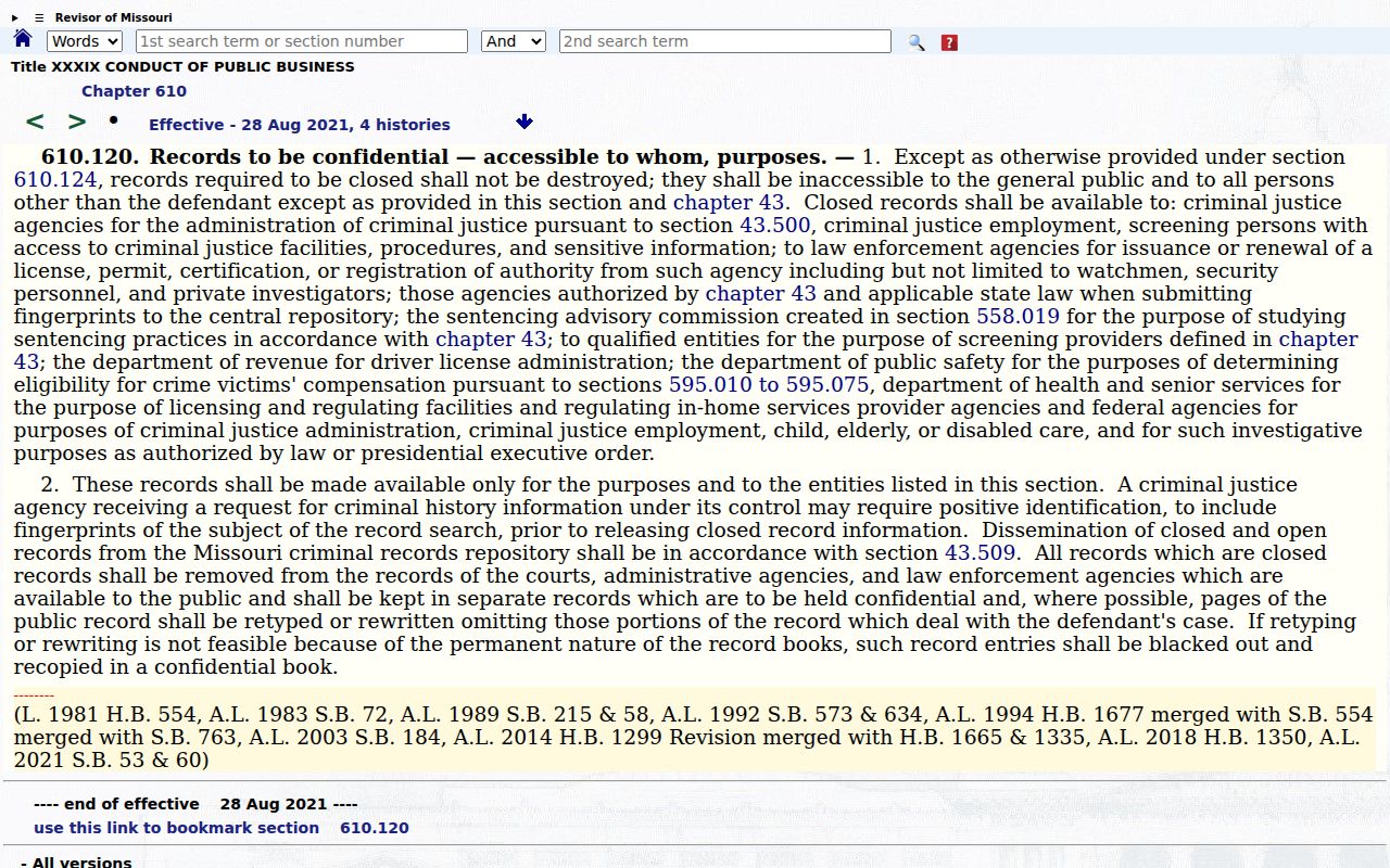 Worth County criminal docket access reference for Missouri closed records law