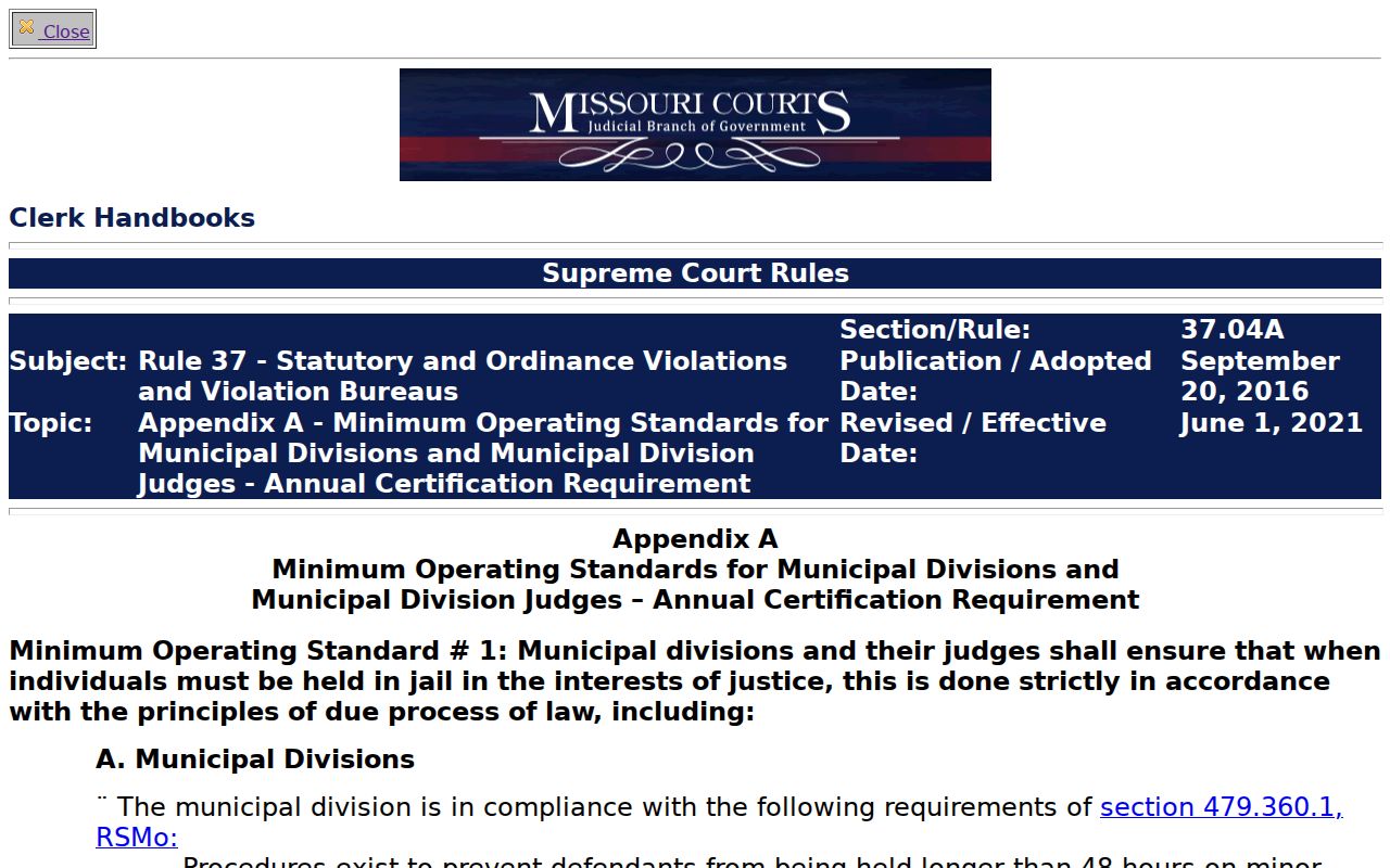 Worth County traffic court reference image for Missouri Rule 37 municipal standards